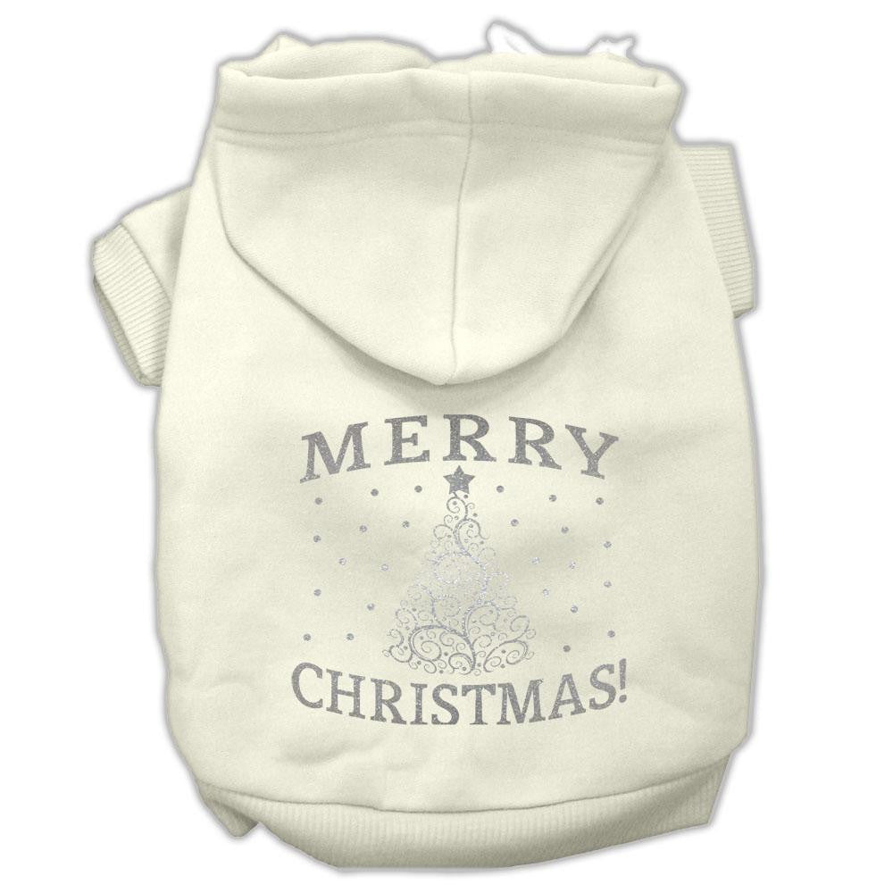 Shimmer Christmas Tree Pet Hoodies Cream Size XS (8)