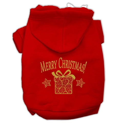 Golden Christmas Present Pet Hoodies Red Size Lg (14)