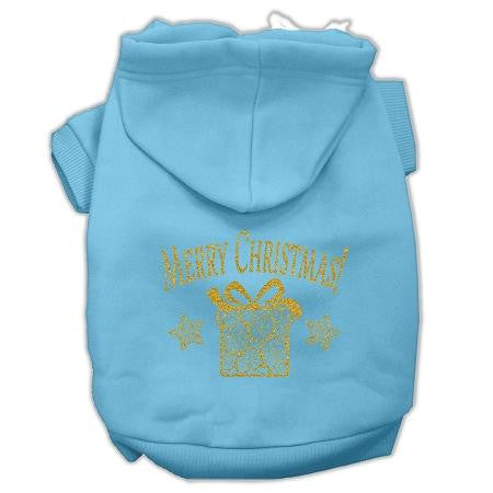 Golden Christmas Present Pet Hoodies Baby Blue Size Med (12)