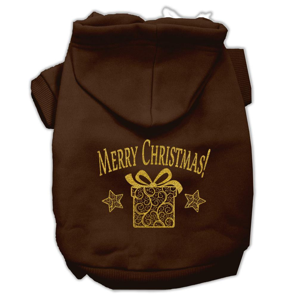 Golden Christmas Present Pet Hoodies Brown Size XL (16)