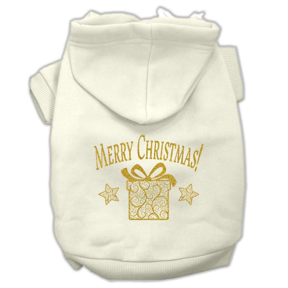 Golden Christmas Present Pet Hoodies Cream Size XL (16)