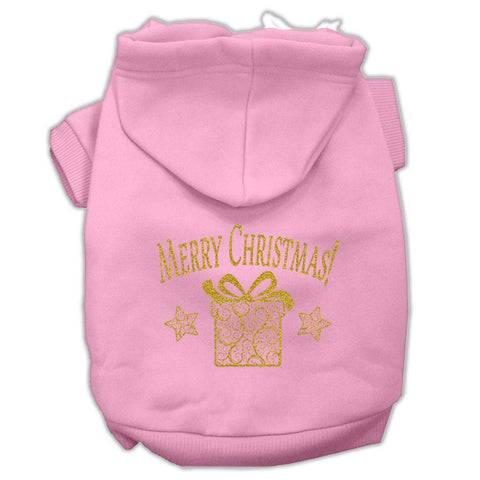 Golden Christmas Present Pet Hoodies Light Pink Size XL (16)