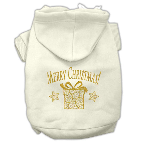 Golden Christmas Present Pet Hoodies Cream Size XS (8)