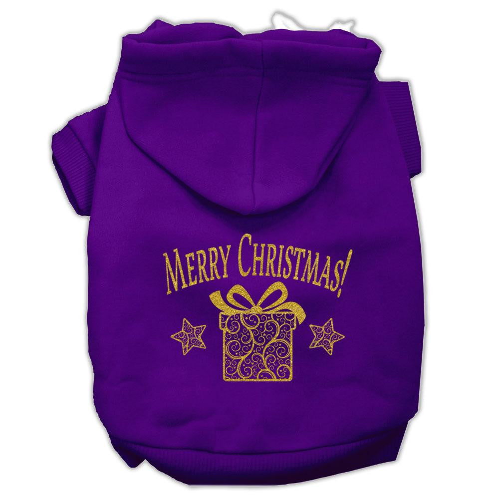 Golden Christmas Present Pet Hoodies Purple Size XS (8)