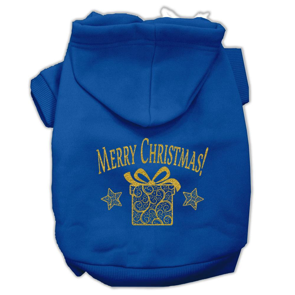 Golden Christmas Present Pet Hoodies Blue Size XXL (18)