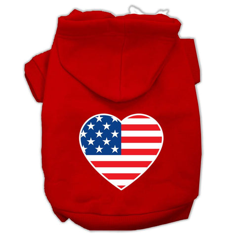 American Flag Heart Screen Print Pet Hoodies Red Size Med (12)