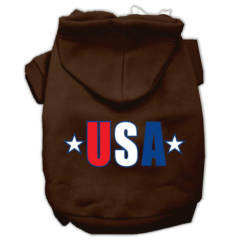 USA Star Screen Print Pet Hoodies Brown Size Lg (14)