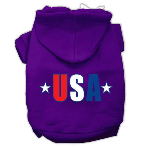 USA Star Screen Print Pet Hoodies Purple Size Lg (14)