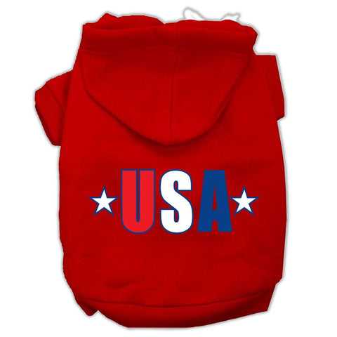 USA Star Screen Print Pet Hoodies Red Size XS (8)