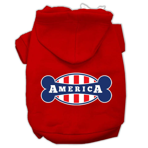 Bonely in America Screen Print Pet Hoodies Red Size Sm (10)