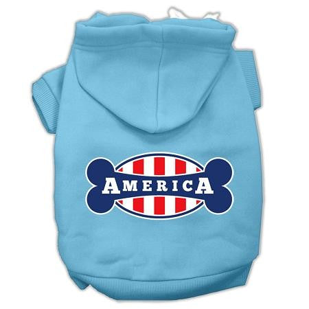 Bonely in America Screen Print Pet Hoodies Baby Blue Size XL (16)