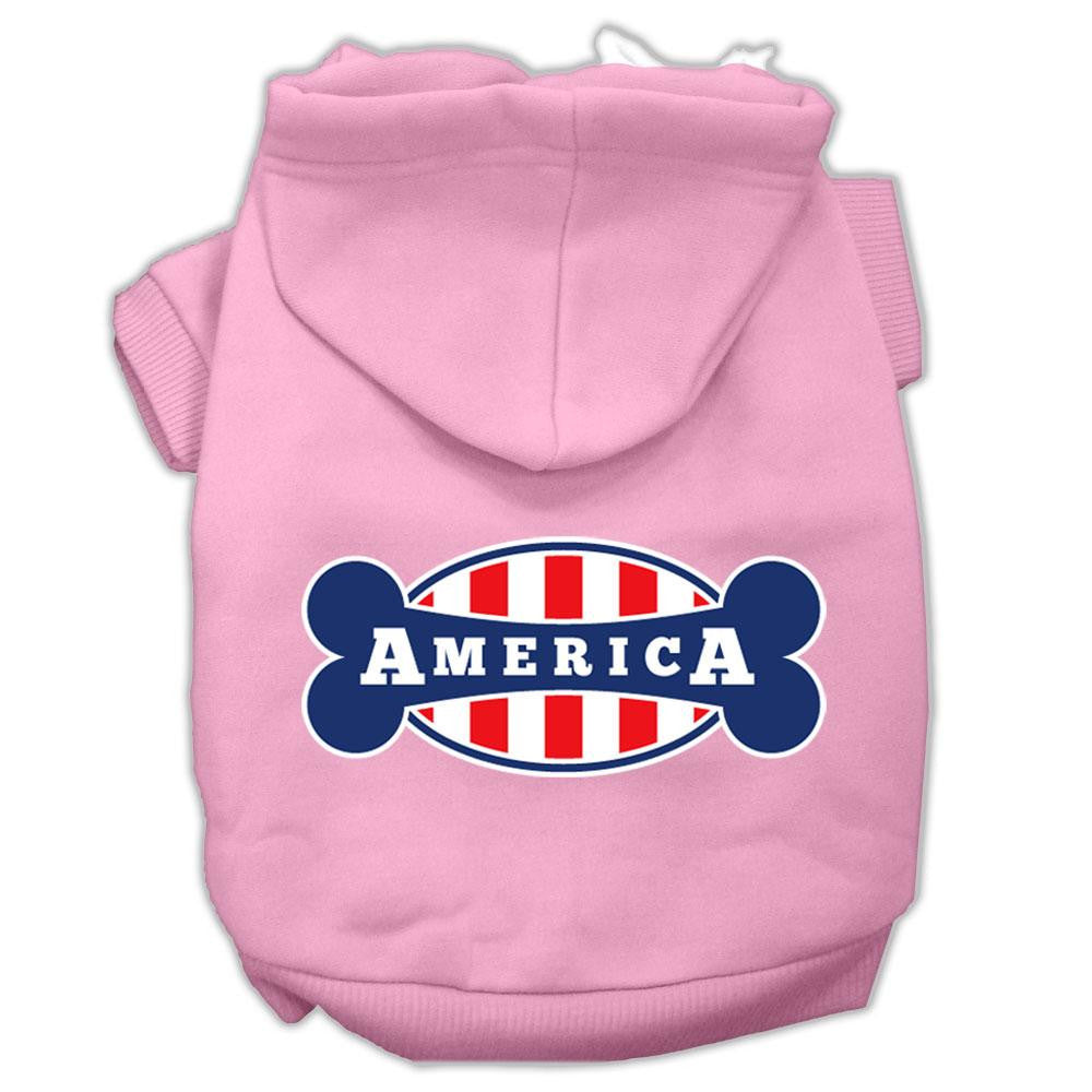 Bonely in America Screen Print Pet Hoodies Light Pink Size XL (16)