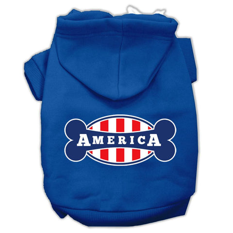 Bonely in America Screen Print Pet Hoodies Blue Size XS (8)