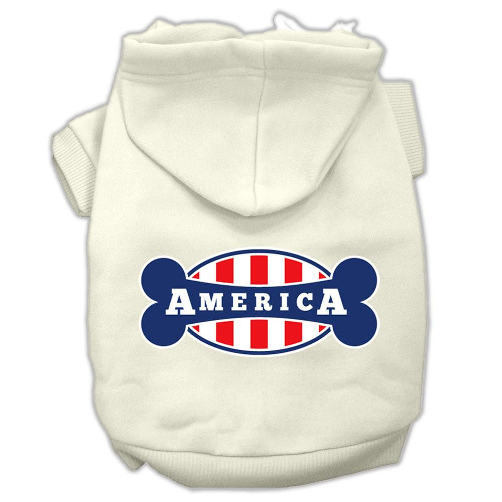 Bonely in America Screen Print Pet Hoodies Cream Size XS (8)