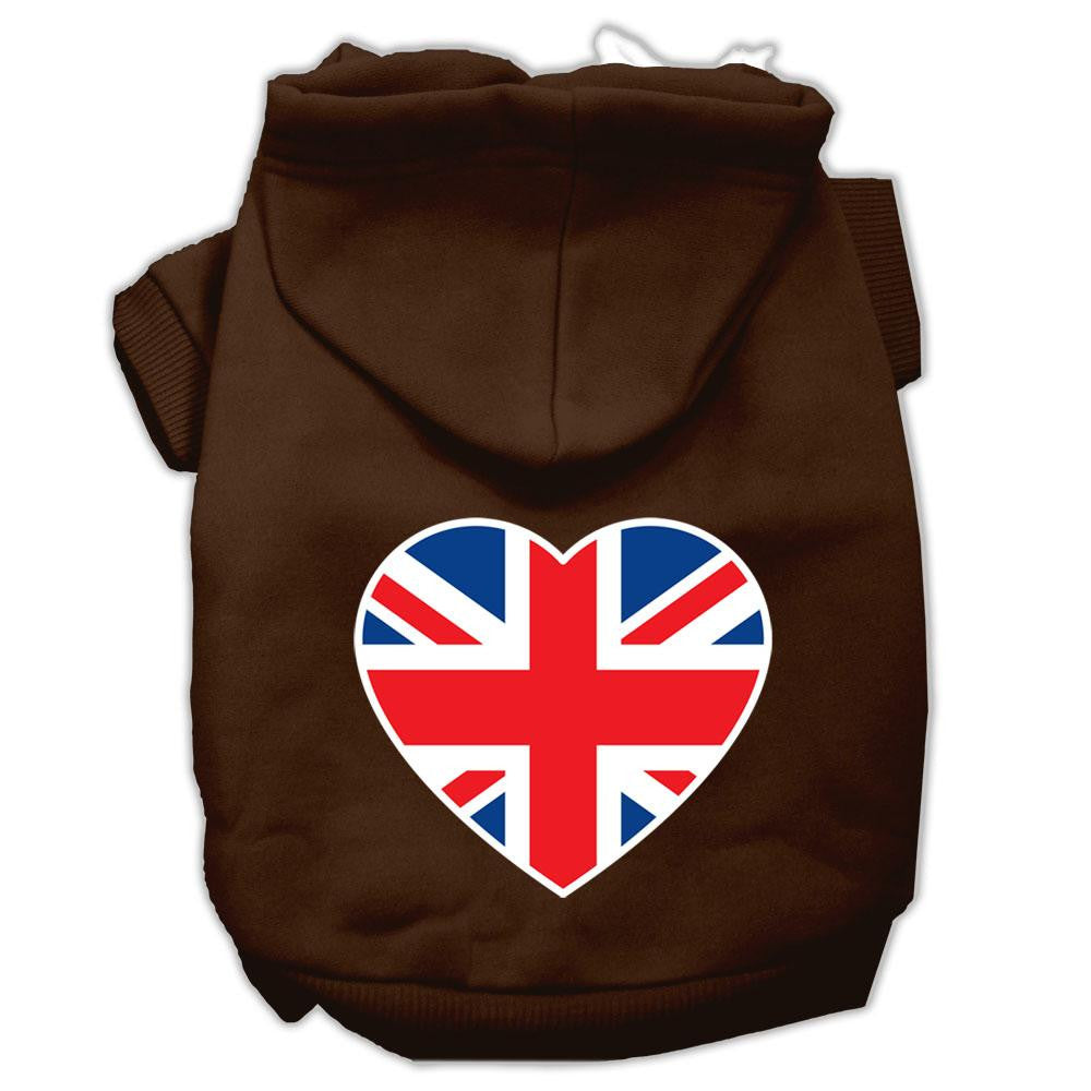 British Flag Heart Screen Print Pet Hoodies Brown Size Med (12)