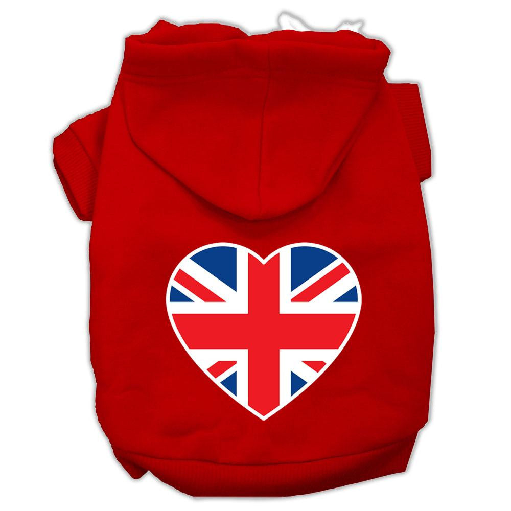 British Flag Heart Screen Print Pet Hoodies Red Size Med (12)