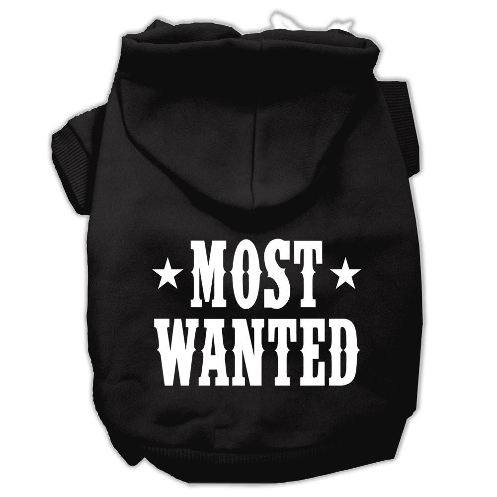 Most Wanted Screen Print Pet Hoodies Black Size Lg (14)