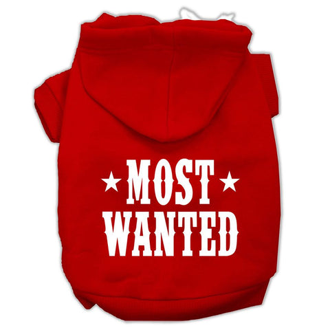 Most Wanted Screen Print Pet Hoodies Red Size Med (12)