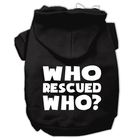 Who Rescued Who Screen Print Pet Hoodies Black Size Lg (14)