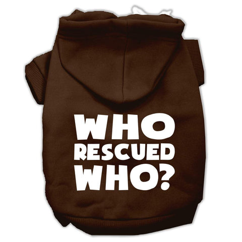 Who Rescued Who Screen Print Pet Hoodies Brown Size Lg (14)