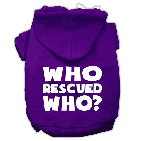 Who Rescued Who Screen Print Pet Hoodies Purple Size Lg (14)