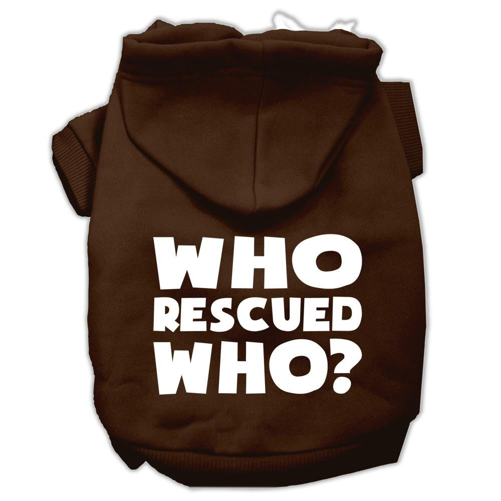 Who Rescued Who Screen Print Pet Hoodies Brown Size Sm (10)