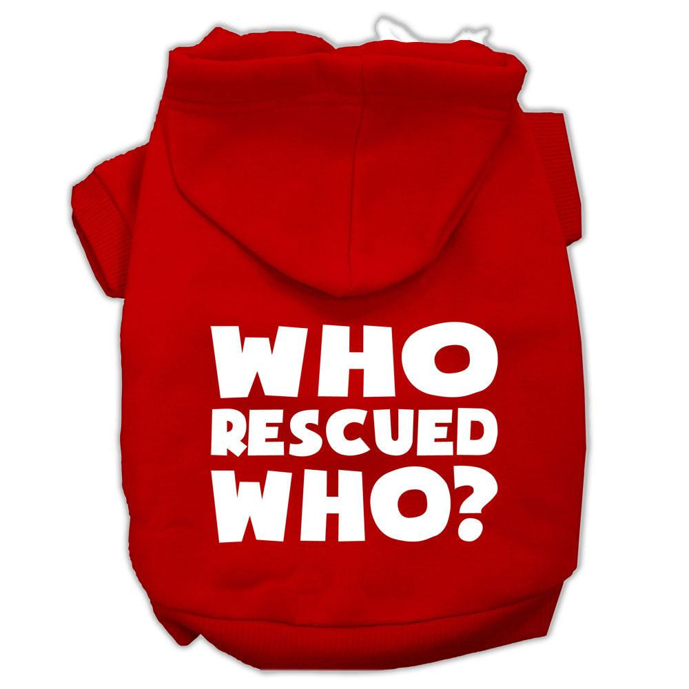 Who Rescued Who Screen Print Pet Hoodies Red Size Sm (10)