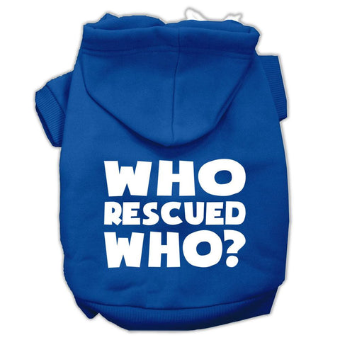 Who Rescued Who Screen Print Pet Hoodies Blue Size XXL (18)