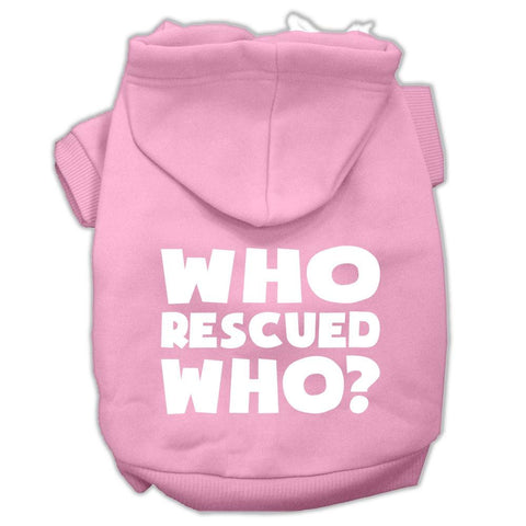 Who Rescued Who Screen Print Pet Hoodies Light Pink Size XXL (18)