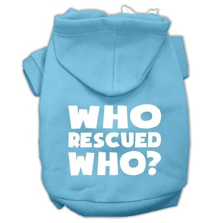 Who Rescued Who Screen Print Pet Hoodies Baby Blue Size XXXL (20)