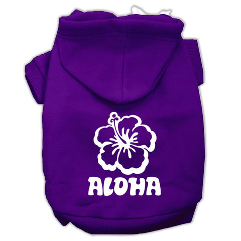 Aloha Flower Screen Print Pet Hoodies Purple Size Lg (14)