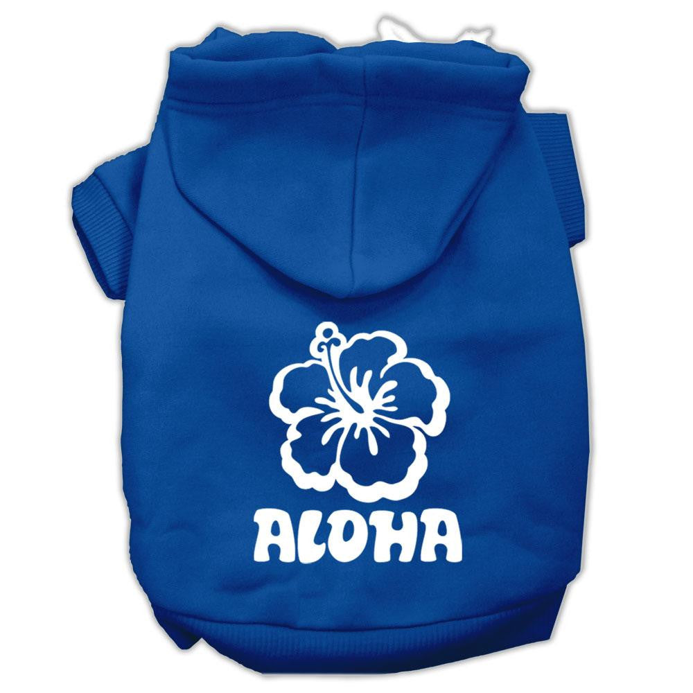 Aloha Flower Screen Print Pet Hoodies Blue Size XL (16)