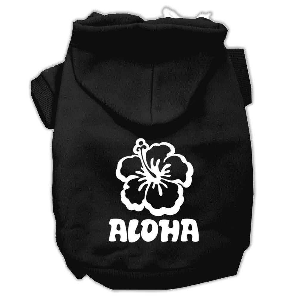 Aloha Flower Screen Print Pet Hoodies Black Size XS (8)