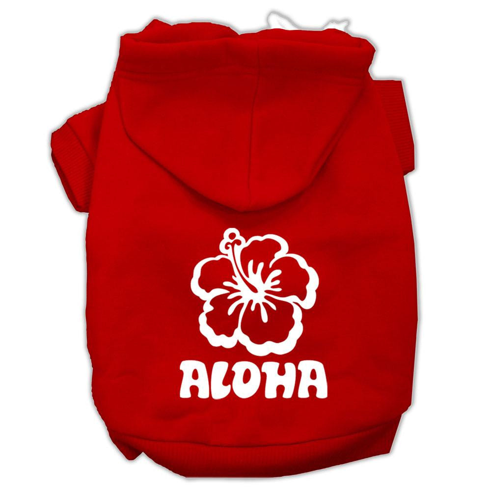 Aloha Flower Screen Print Pet Hoodies Red Size XS (8)