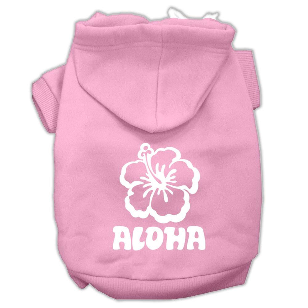 Aloha Flower Screen Print Pet Hoodies Light Pink Size XXL (18)