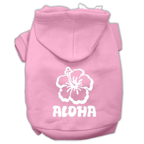 Aloha Flower Screen Print Pet Hoodies Light Pink Size XXXL (20)