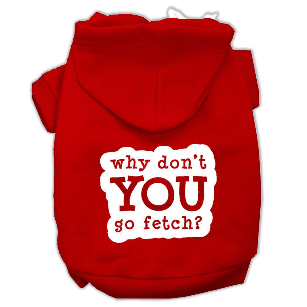 You Go Fetch Screen Print Pet Hoodies Red Size Lg (14)