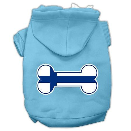 Bone Shaped Finland Flag Screen Print Pet Hoodies Baby Blue M (12)