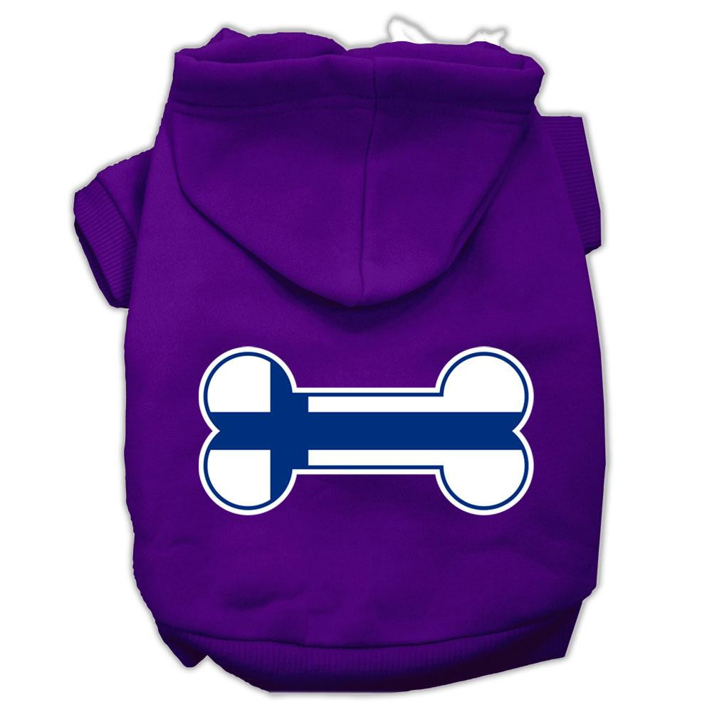 Bone Shaped Finland Flag Screen Print Pet Hoodies Purple XS (8)