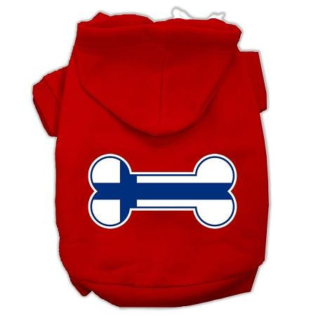 Bone Shaped Finland Flag Screen Print Pet Hoodies Red XXL (18)