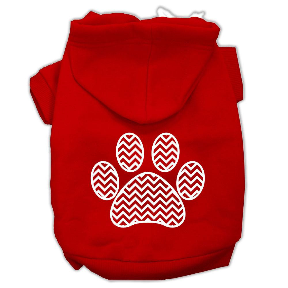 Chevron Paw Screen Print Pet Hoodies Red Size Med (12)