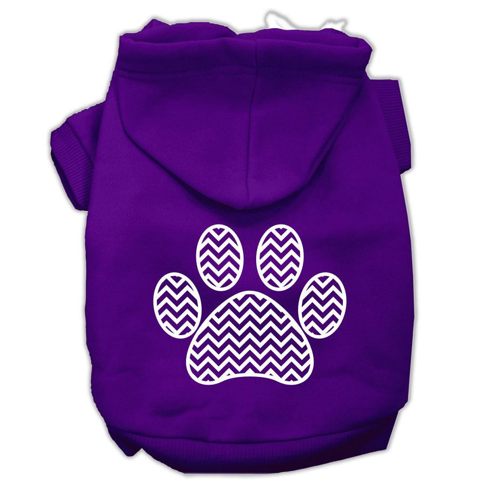 Chevron Paw Screen Print Pet Hoodies Purple Size Sm (10)