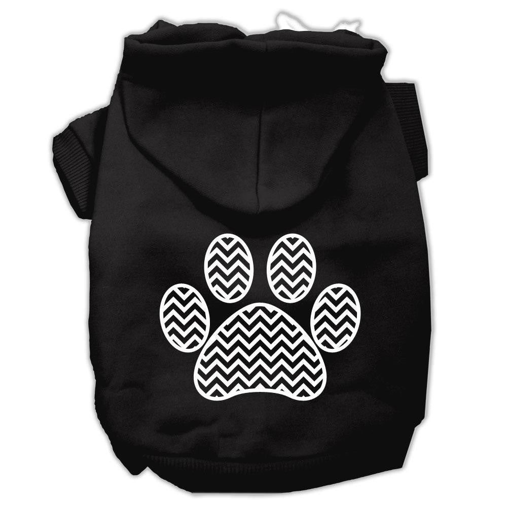 Chevron Paw Screen Print Pet Hoodies Black Size XS (8)