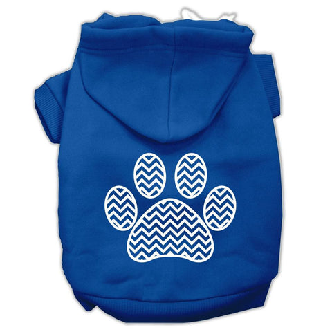 Chevron Paw Screen Print Pet Hoodies Blue Size XXL (18)