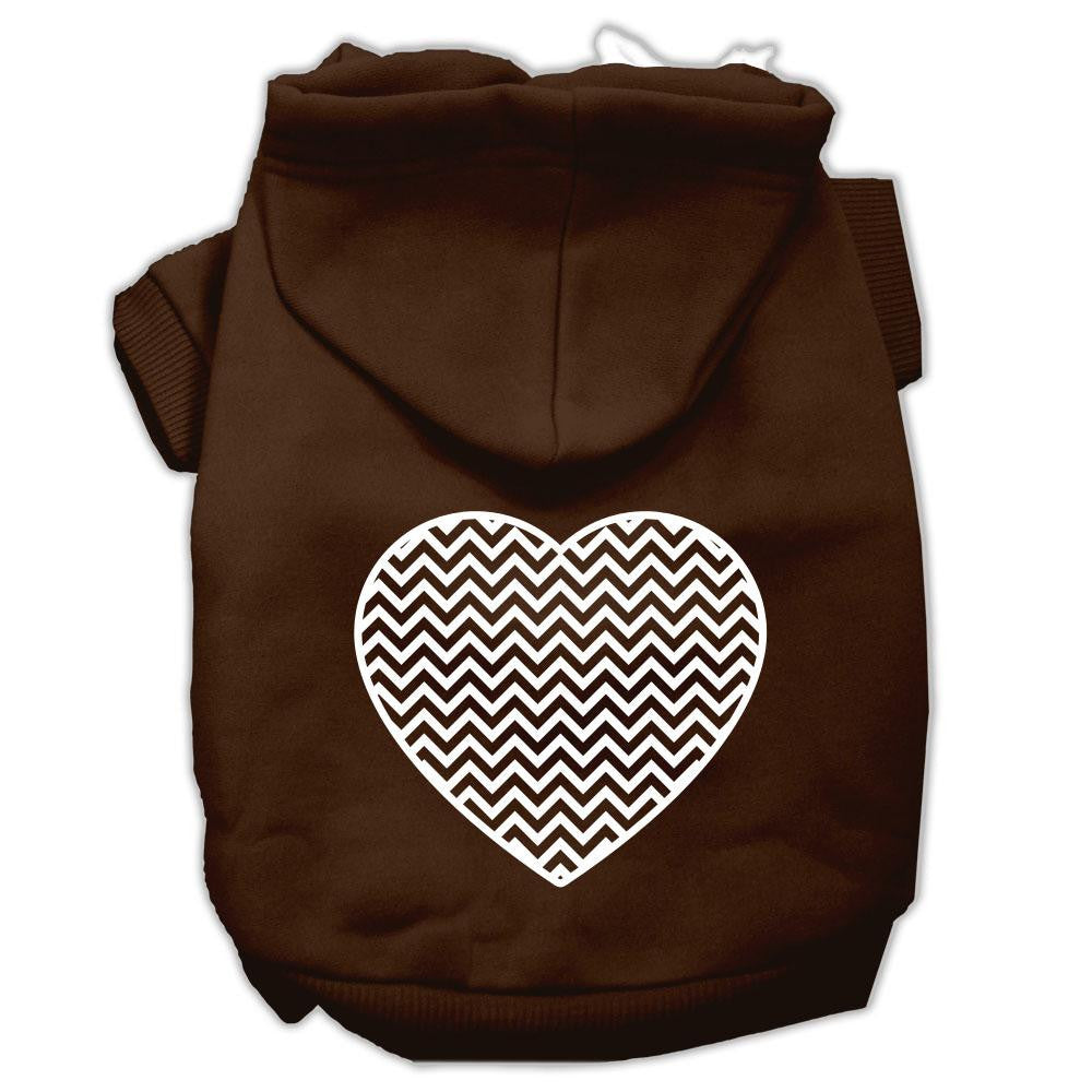 Chevron Heart Screen Print Dog Pet Hoodies Brown Size Lg (14)