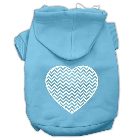 Chevron Heart Screen Print Dog Pet Hoodies Baby Blue Size Med (12)