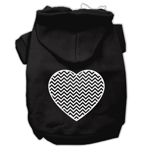 Chevron Heart Screen Print Dog Pet Hoodies Black Size Med (12)