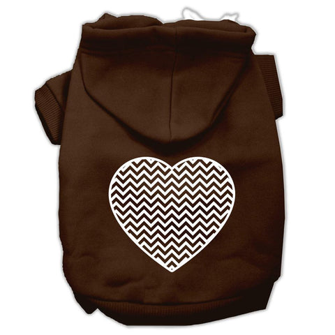 Chevron Heart Screen Print Dog Pet Hoodies Brown Size XL (16)