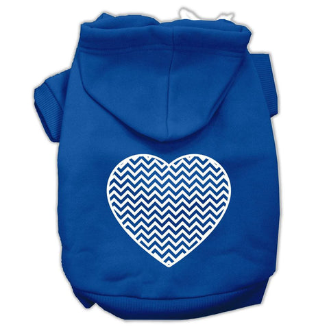 Chevron Heart Screen Print Dog Pet Hoodies Blue Size XXL (18)