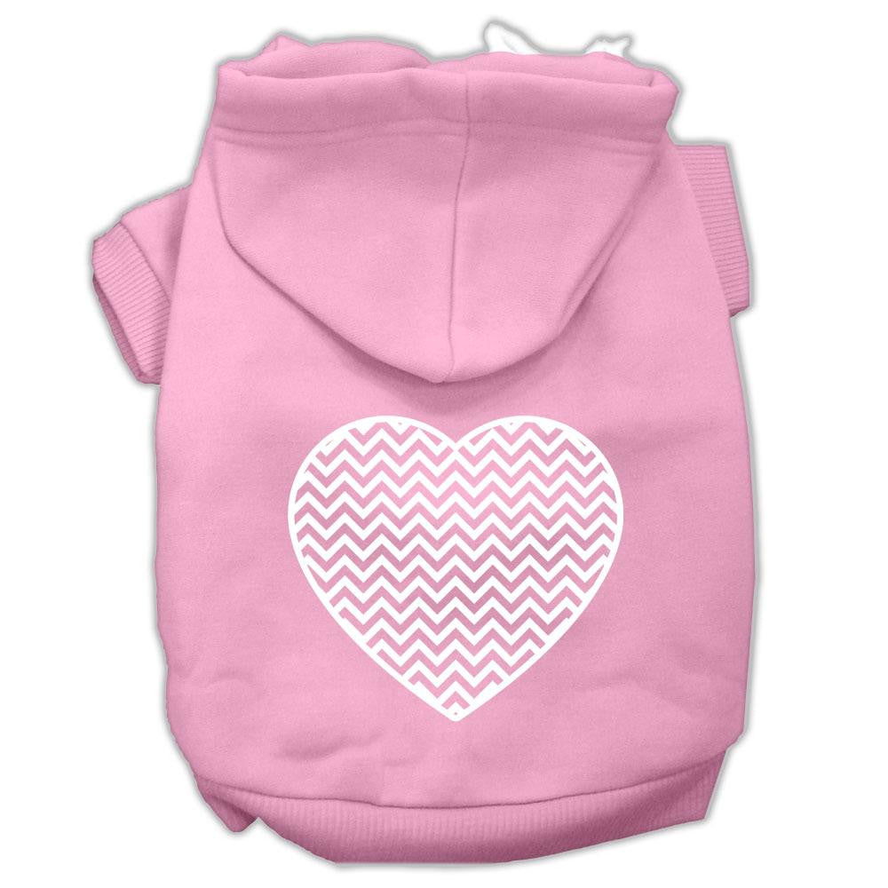 Chevron Heart Screen Print Dog Pet Hoodies Light Pink Size XXL (18)